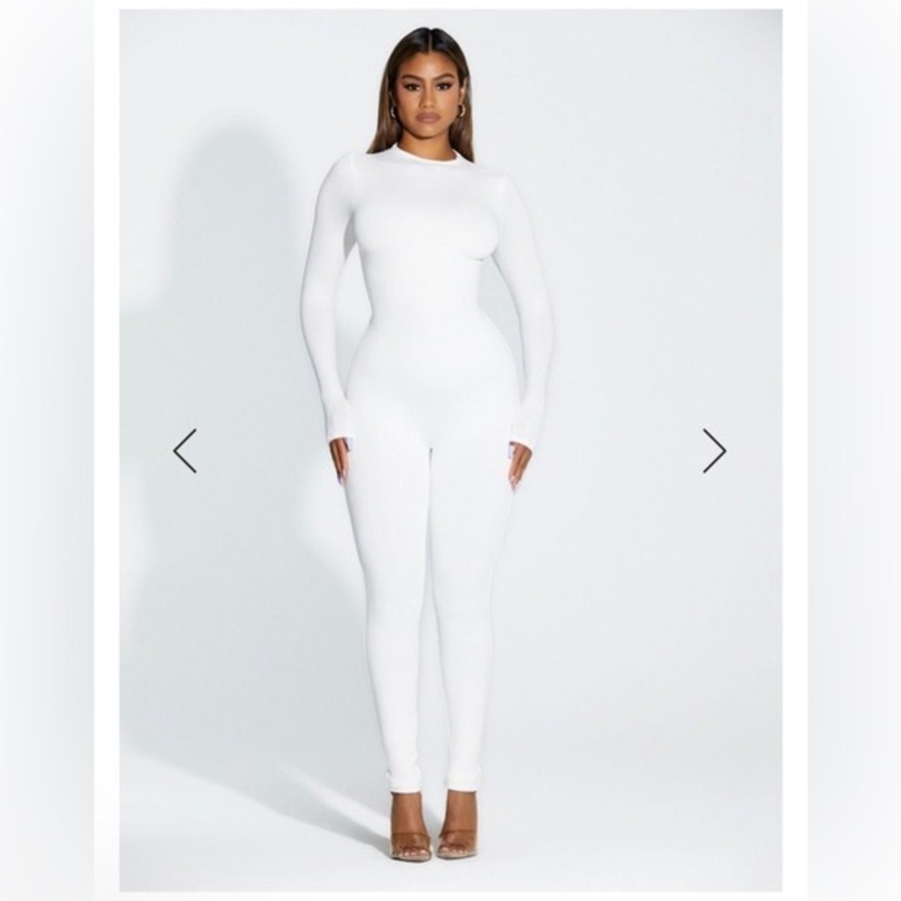 NAKED wardrobe white long sleeved catsuit